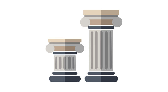 Two Ionic Columns of Different Heights Flat Vector Icon
