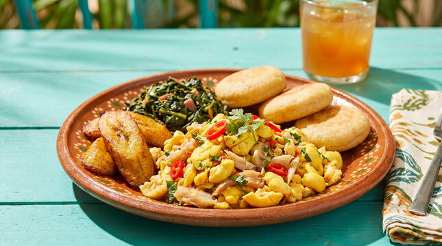 Ackee and saltfish, Jamaican national dish 
