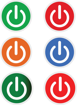 Colorful power button icons set for digital interface