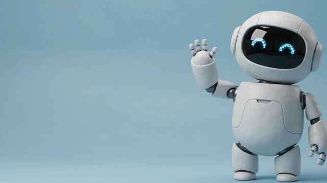 Friendly robot character with a modern design and expressive digital features