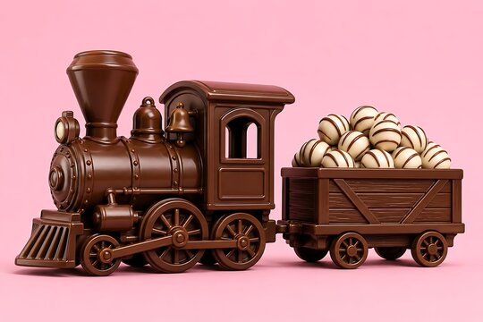Chocolate train with easter eggs sweet treat concept 3d render