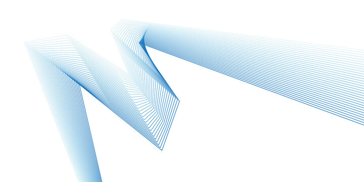 Abstract blue line pattern featuring thin parallel strokes forming sharp zigzag geometric ribbon shapes arranged horizontally.