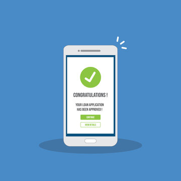 Mobile Banking Loan Approval Notification on Smartphone Screen