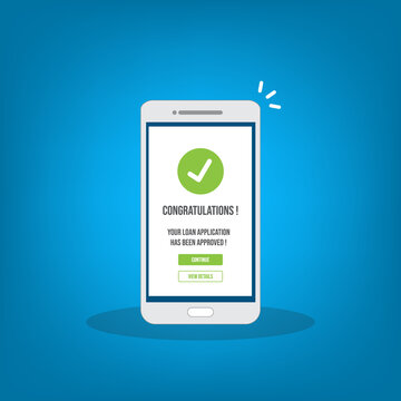 Mobile Banking Loan Approval Notification on Smartphone Screen