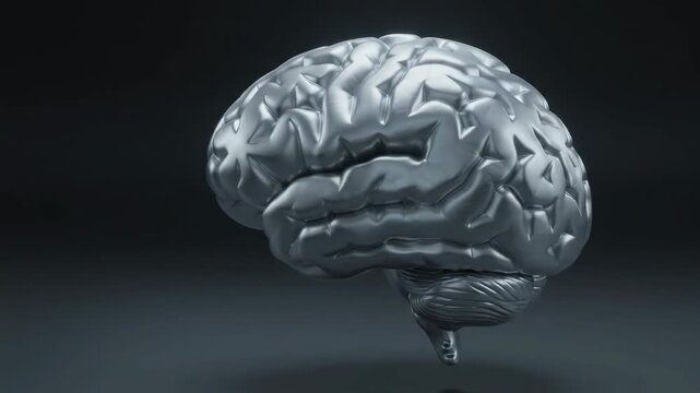 3D Render of Human Brain with Glowing Blue Connections on a Dark Background