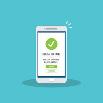 Mobile Banking Loan Approval Notification on Smartphone Screen