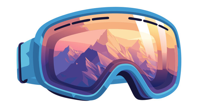 Ski Goggles Reflection Mountain Landscape Vector Illustration Graphic Design Element