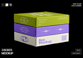 3 Boxes Mockup For Branding And Retail Design