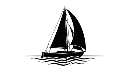 CAD tree lines Tree Sailing boat, sailboat icon, vector nautical symbol, black silhouette vector © MstRahela