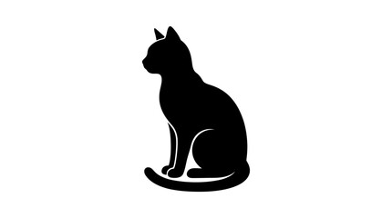 CAD tree lines Tree Black cat silhouette, feline icon, pet vector, animal design vector © MstRahela