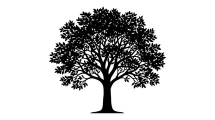 Fototapeta premium CAD tree lines Tree Tree silhouette, black tree icon, tree vector, leafy tree vector