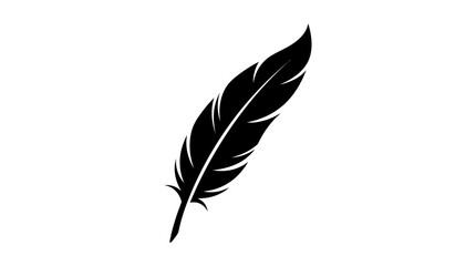 CAD tree lines Tree Black feather icon, quill illustration, vector feather, simple silhouette vector © MstRahela