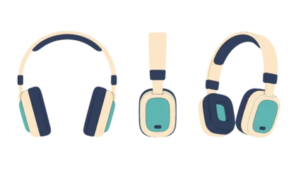 Fototapeten Restaurant Retro wireless headphones set in flat cartoon vector style  © Alan