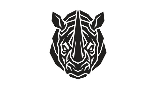 Black Rhinoceros Head Illustration.