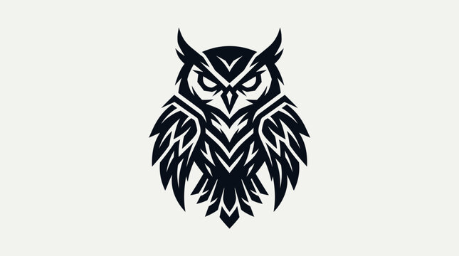 Owl Face Black Graphic Design.