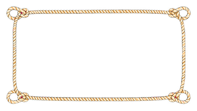 Rectangular rope frame with knotted loop corners