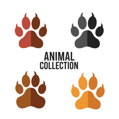 Fototapeta premium Animal Paw Prints Collection: Four Diverse Color Variations
