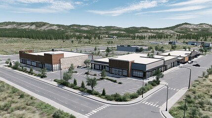 Fototapeta premium Modern retail shopping center architectural rendering