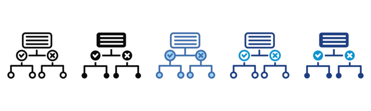 Decision Tree icon set multiple style collection
