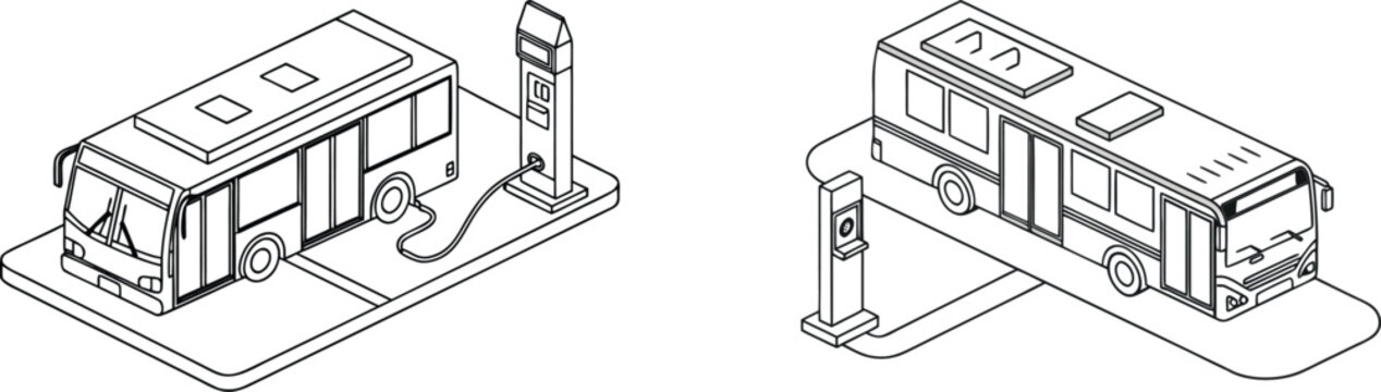 Bus Charging Station Isometric, Electric Transport, City Transit, Green Energy, Sustainable Mobility, Eco Power, Charging, City, Public, Infrastructure