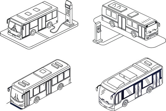 Bus Charging Station Isometric, Electric Transport, City Transit, Green Energy, Sustainable Mobility, Eco Power, Charging, City, Public, Infrastructure