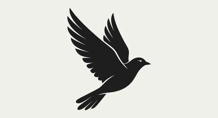 Fototapeta premium Silhouette of a Flying Bird Against a Neutral Background with Clean Lines