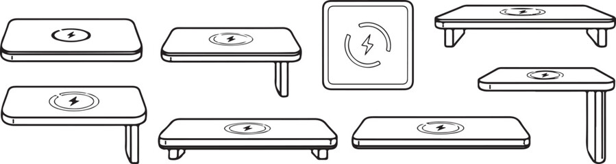 Wireless charging pads and stands set illustration Vector © Nur