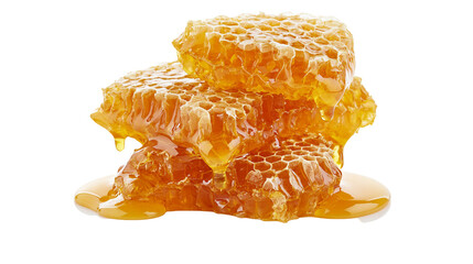 Honeycomb pieces dripping golden honey © Aino