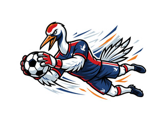 Naklejka premium The Japanese crane playmaker takes a free kick in a dynamic soccer scene with motion lines.