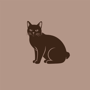 Manx cat vector icon silhouette illustration mockup template.