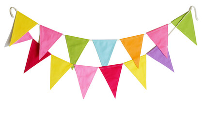 Colorful triangle bunting flags on string for party decoration © Aino