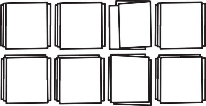Eight flat-pack wooden boxes arranged in two rows of four Vector
