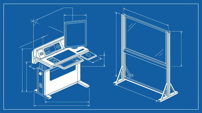 X ray scanning security machine vector illustration isolated blueprint style.