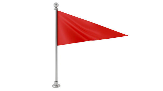 Red triangular flag on silver pole