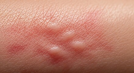 Fototapeta premium Close-up of skin rash with blisters and redness indicating irritation or infection.