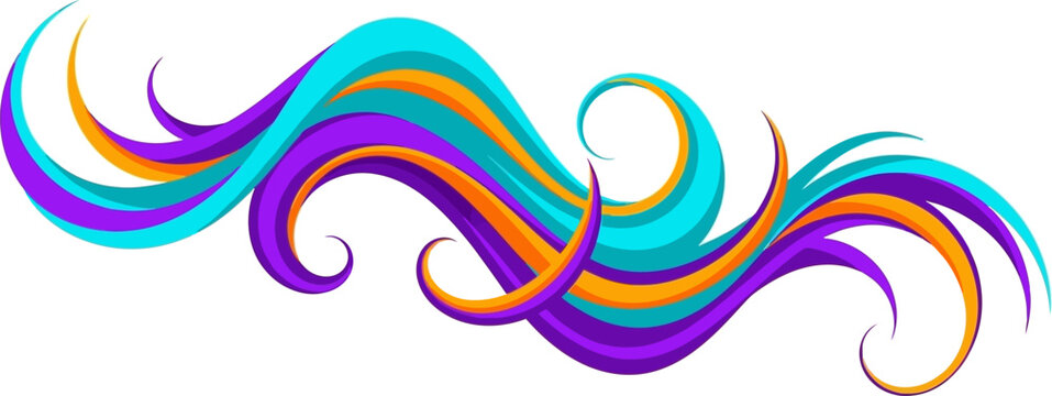 Vibrant multicolored swirling wave design on a white background