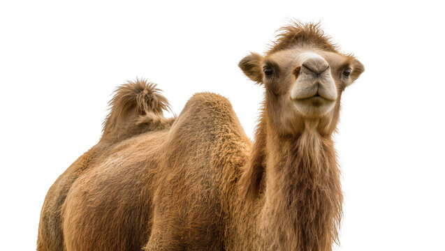 Dromedary camel with one hump fur texture, isolated on transparent background
