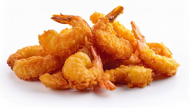 crispy golden fried shrimp isolated on a white background