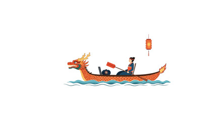 Dragon Boat Race with Paddlers on Water. © Konco