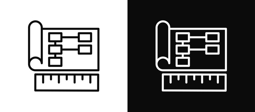 Business Blueprint icon set black and white