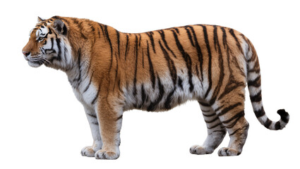 Obraz premium Majestic tiger with orange and black stripes, isolated on transparent background