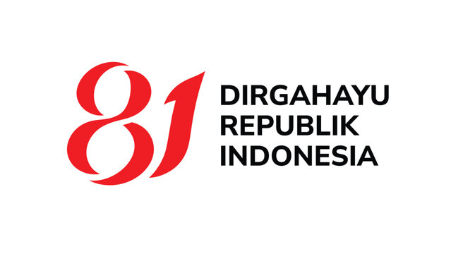 Official logo design for the 81st anniversary of the Republic of Indonesia's independence day. Features a red 81 typography with Dirgahayu Republik Indonesia text on a white background.