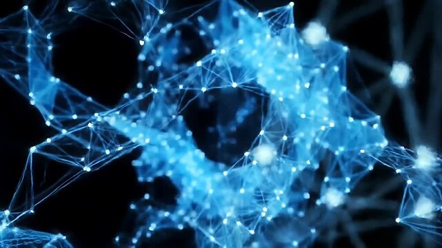 Abstract representation of a neural network or molecular structure.