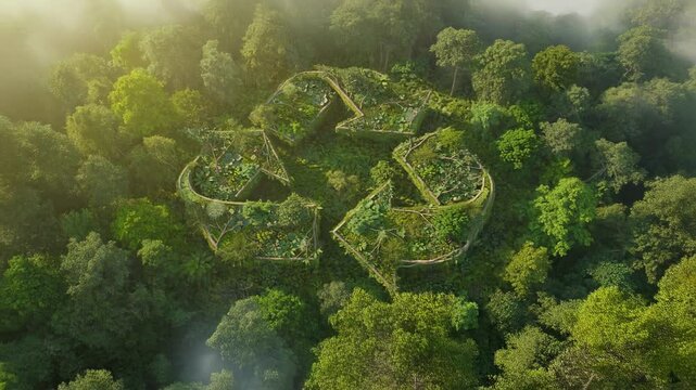 Firefly glowing in a peaceful forest with majestic waterfalls and tranquil natural pools