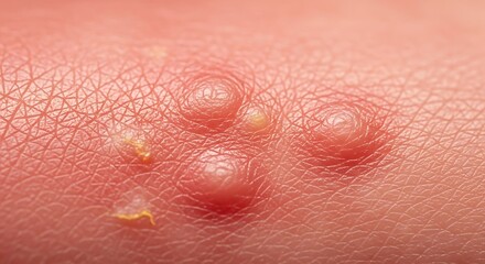Fototapeta premium Close-up of skin with multiple insect bites and allergic reaction.