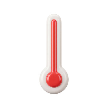 3D thermometer icon showing high temperature hot weather or fever