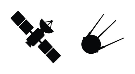 Satellite And Space Probe Silhouettes On White Background Silhouette © MDALTUFHOSAIN