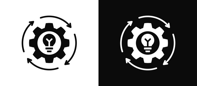 Business Process icon set black and white