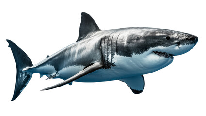 Fototapeta premium Great white shark with sharp teeth, isolated on transparent background