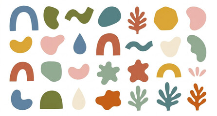 Fototapeta premium Minimal flat organic abstract shapes vector collection